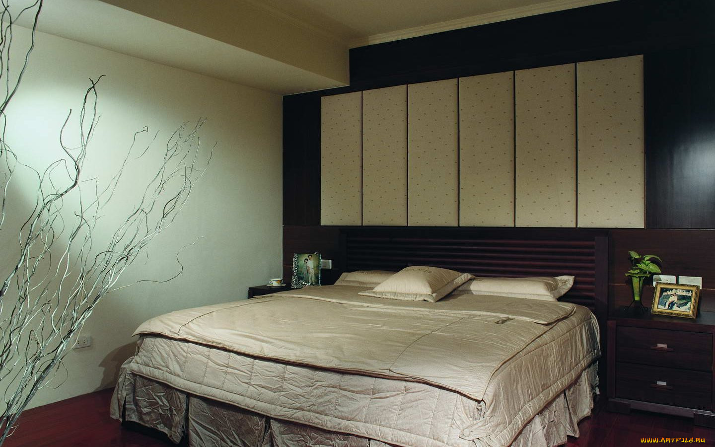 Спальня обои в бамбуковом стиле